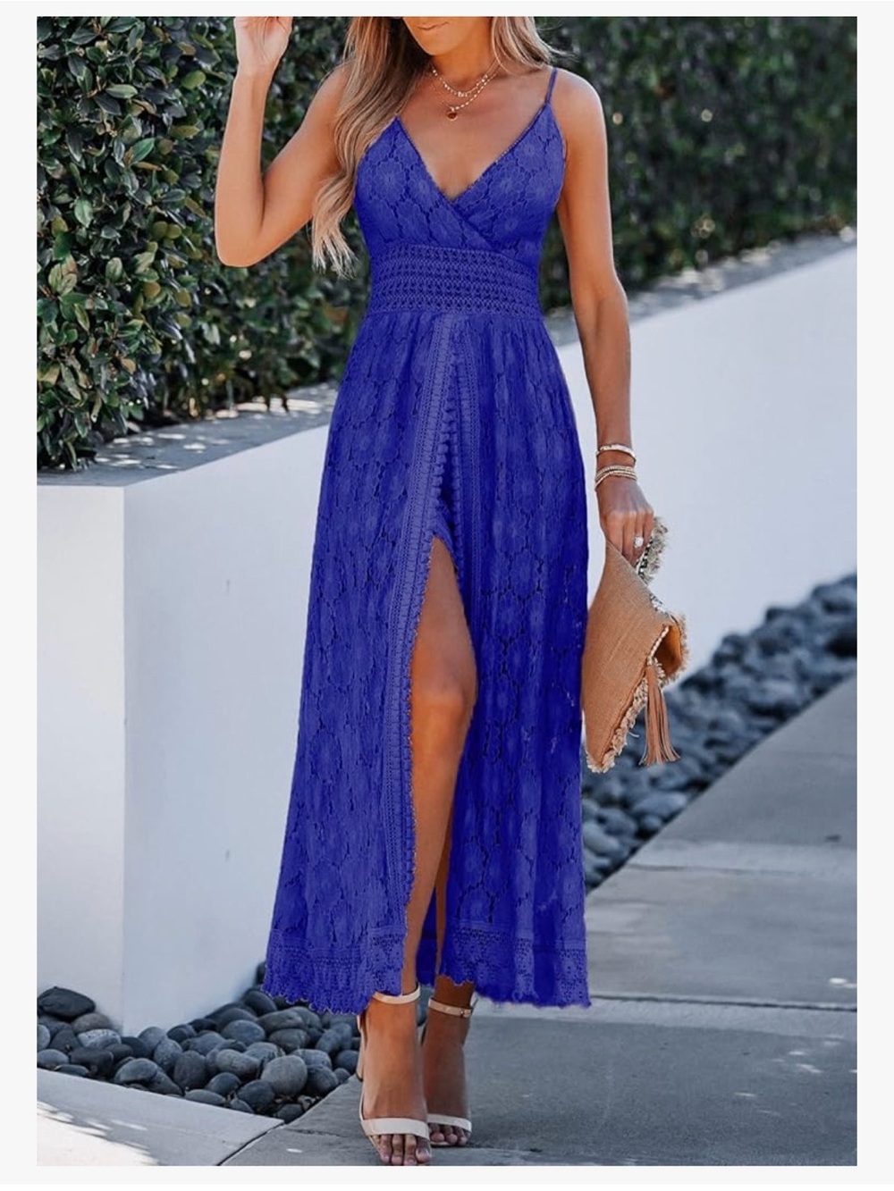 Cupshe Royal Blue Lace High-Low Jumpsuit Romper - Picture 4 of 10
